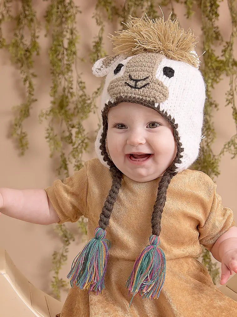 Llama tassel baby hat