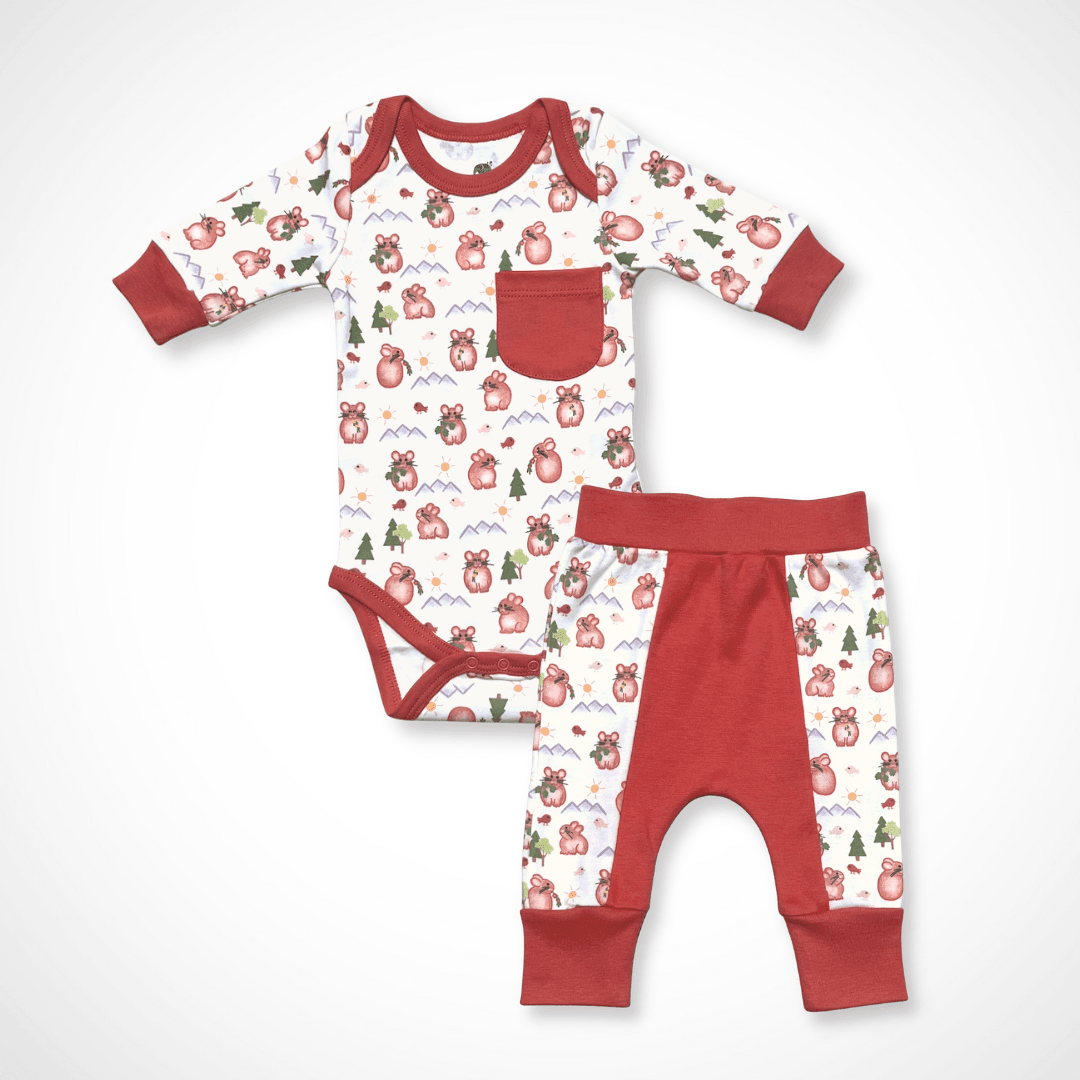 Gender-neutral baby bodysuit set