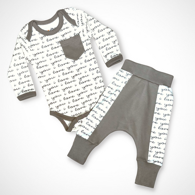 I Love You Gender-Neutral Baby Bodysuit Set